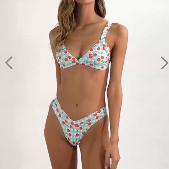 NWT OneOne Swimwear Bikini SET Cherry Crush Kameron Jesse NEW White Blue Red - Picture 10 of 14